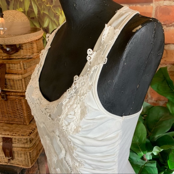 Lace Battenberg White Cami Camisole Sleeveless Fancy Figure Flattering L Large - Picture 6 of 16
